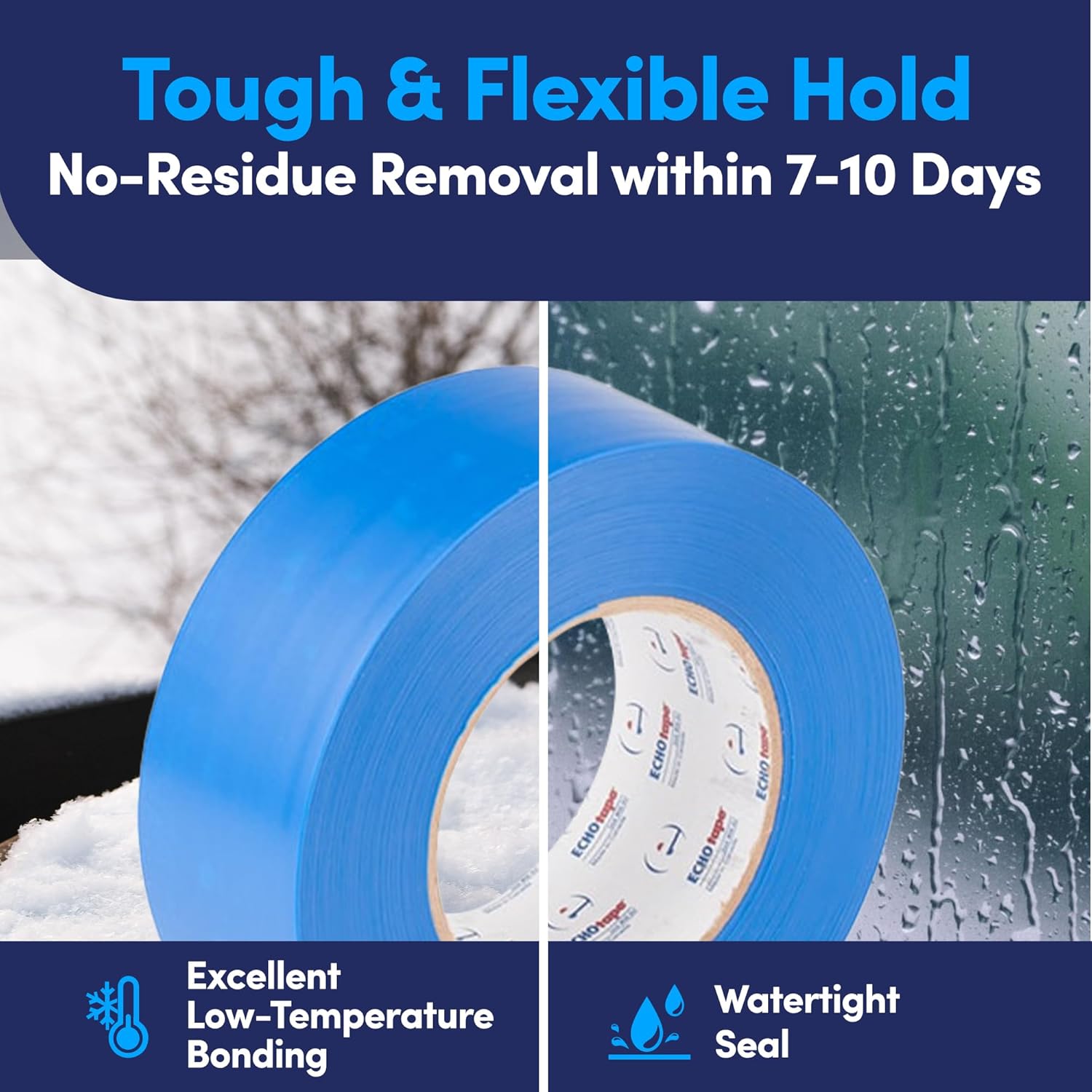 ECHOtape VI-N6120 | White Multi-Purpose Construction Tape | Stucco Masking Tape | Temporary Hold Tape | No Residue Vinyl Tape | Vinyl Repair Tape | Vinyl Floor Marking Tape | 2.83 in x 60 yds
