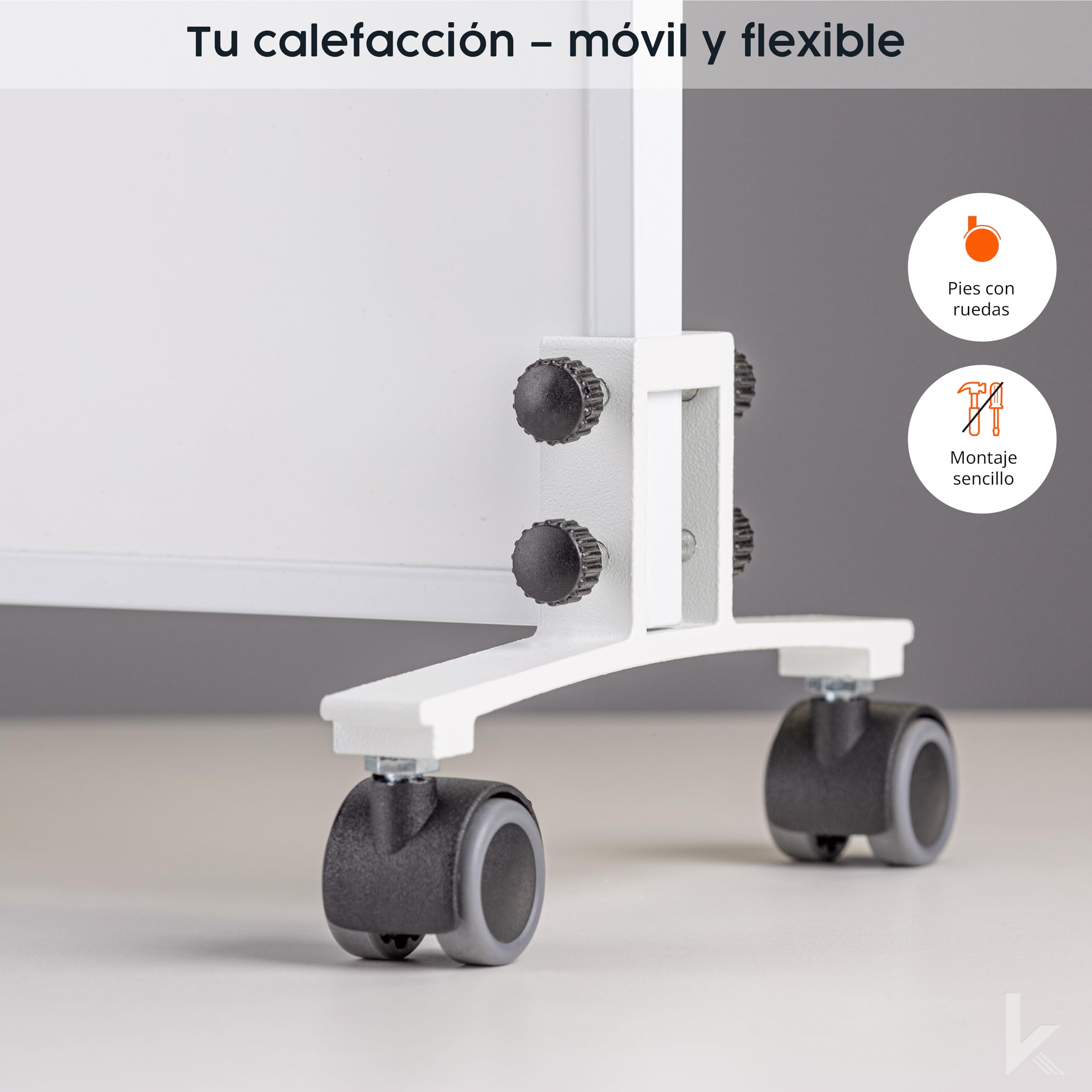 Könighaus radiador eléctrico de infrarrojos - 600 vatios - Bajo consumo = se calienta en 2 minutos - Con patas y termostato - Calefactor móvil - atractivo con diseño: Blanco