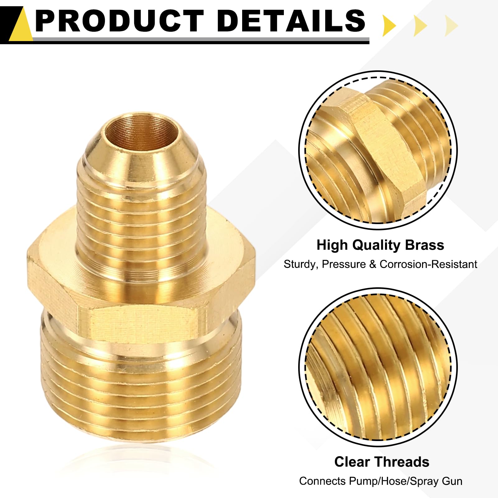 sourcing map 2 adattatori per idropulitrice, M22 da 14 mm maschio a M14 maschio, raccordi a connessione rapida, in ottone, con nastro sigillante per idropulitrici a pressione
