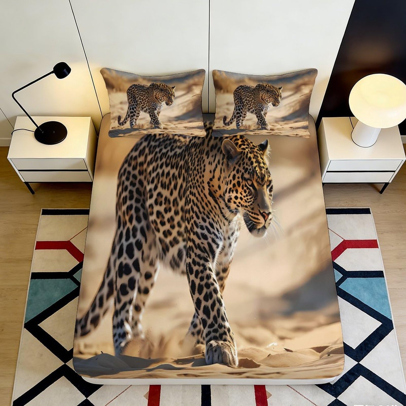 Jqzkxnhpbr Style-9 3D Printed Leopard Jungle Fitted Sheet Microfiber Soft Breathable Savannah Mattress Cover For Bedroom Dorm Mattress Decor 90X200x25cm