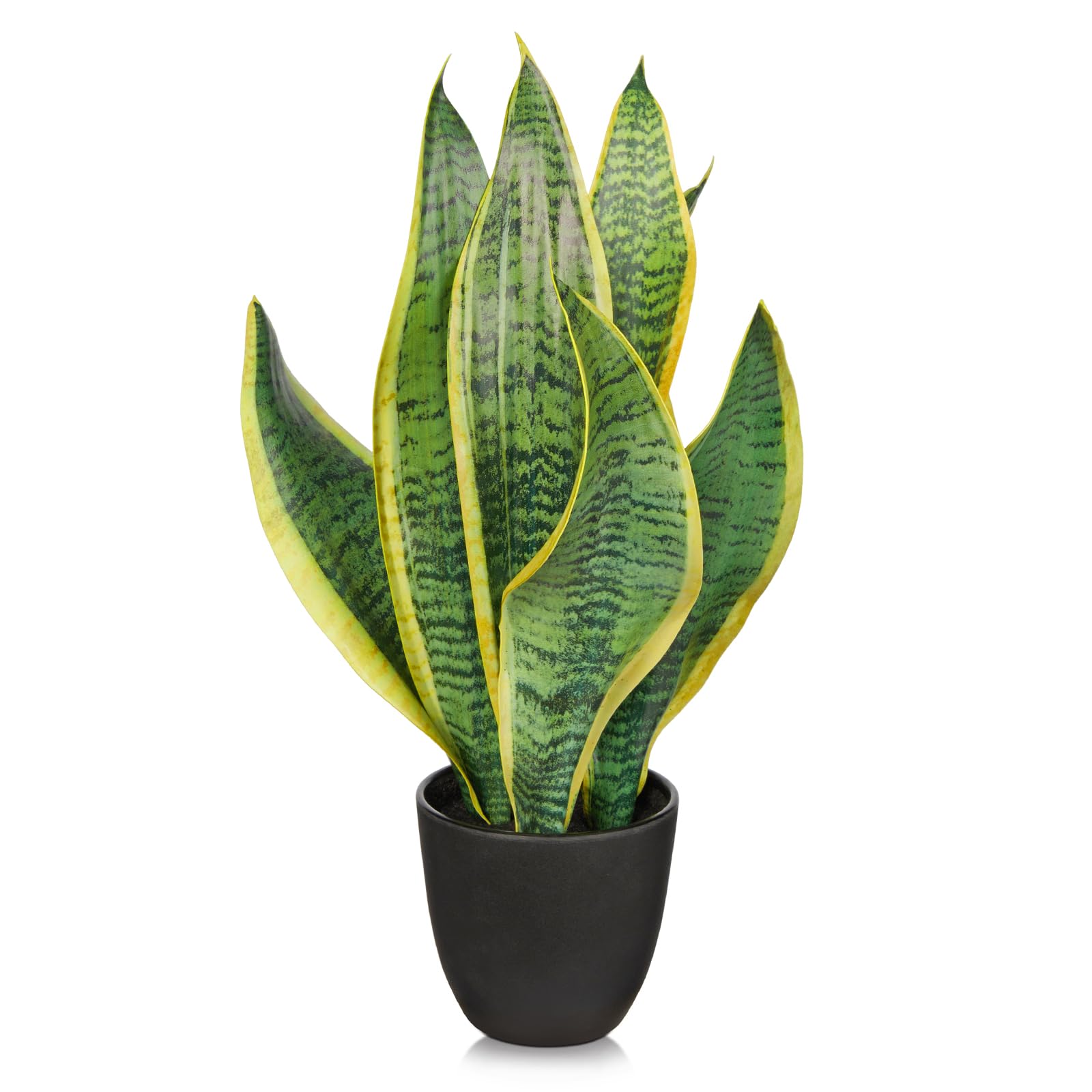 Briful 16 inch Fake Snake Plant with Black Pot
