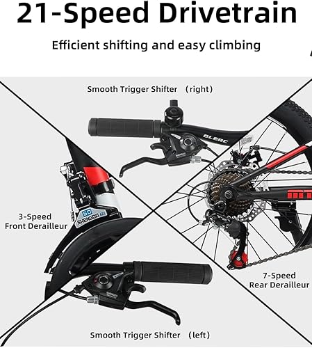 Miniatura 3 de Glerc 20 24 Inch Kids Bike, Kids Mountain Bike for Boys and Girls Ages 6-14, 21-Speed Skyline Bicycle with Front Suspension and Disc Brakes,