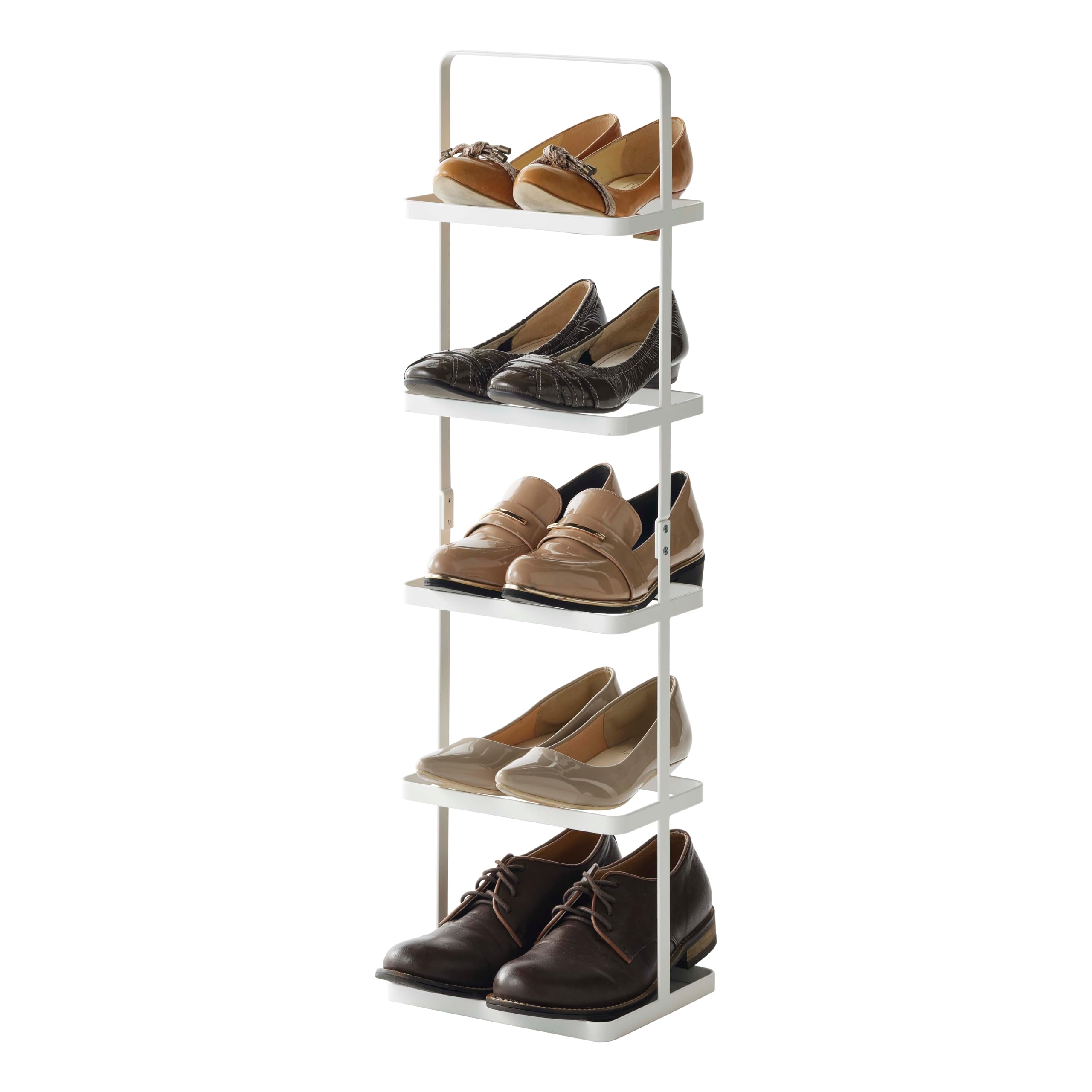 Home Tower Compact Modern Metal Shoe Rack, 31" - Steel - Holds 5 Shoes