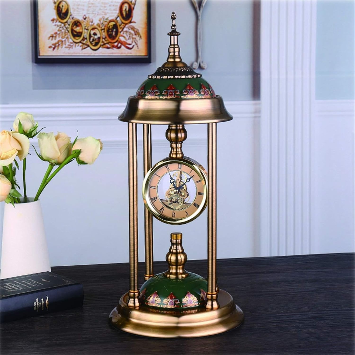 Desk Clock Table Clock Home/Fashion,Retro,Bedroom,Office/Desk Pendulum Clock/Living Room Table Clock,Mantel Clock,18.1 Inches Seat Clock