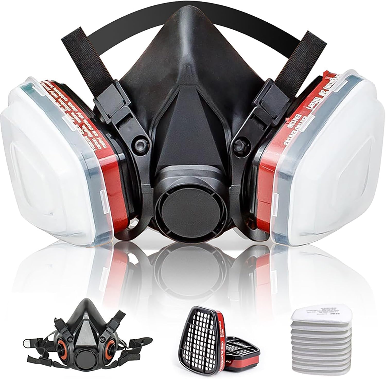 Chemische Gesichtsmaske mit Filter und Schutzbrille,geeignet für Spritzlackierarbeiten, Holzbearbeitung,Schneidearbeiten, Epoxidharzarbeiten und Lackierarbeiten