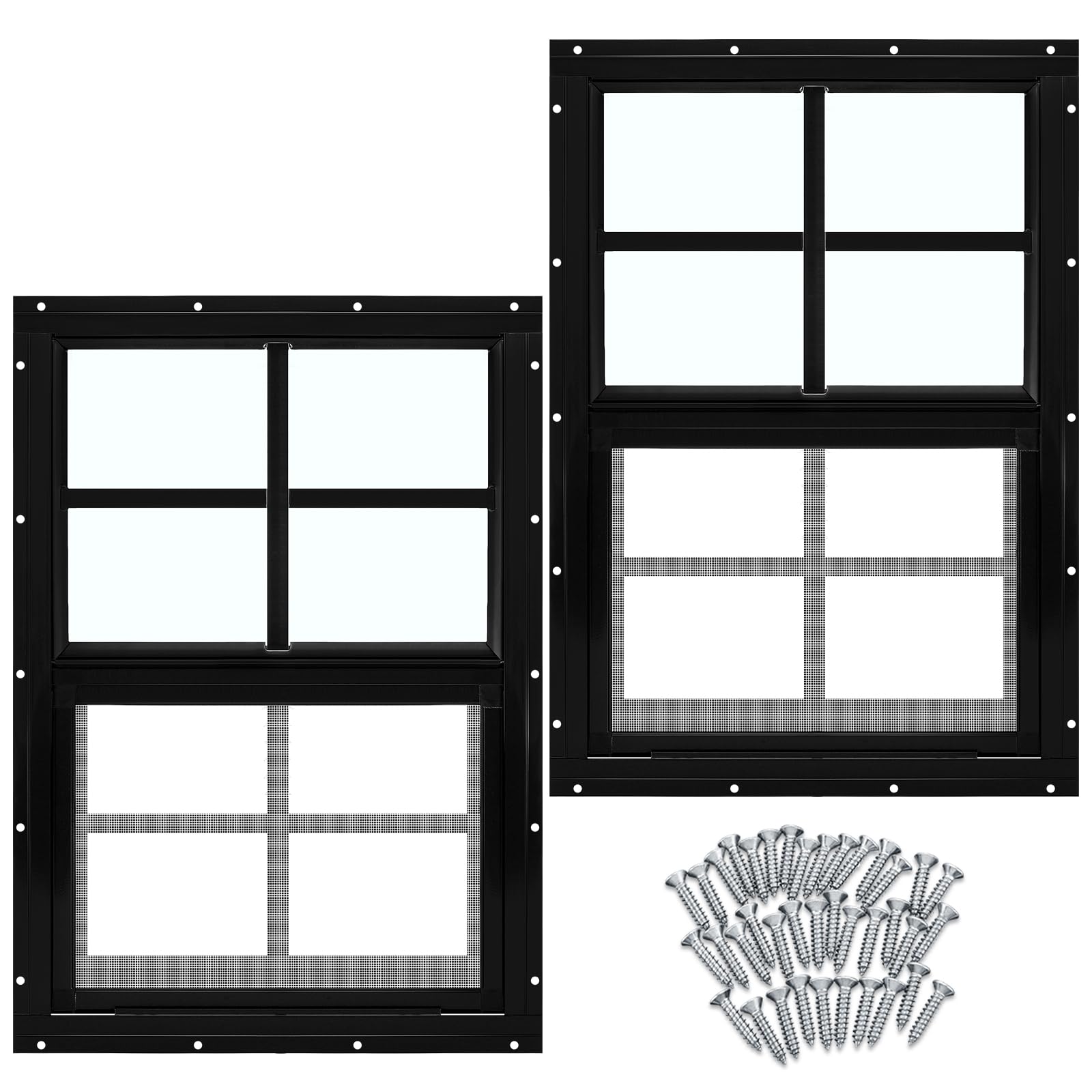 Shed Windows And More Vertical Slider Window – 12" X 18" – Black Aluminum Frame With Tempered Glass