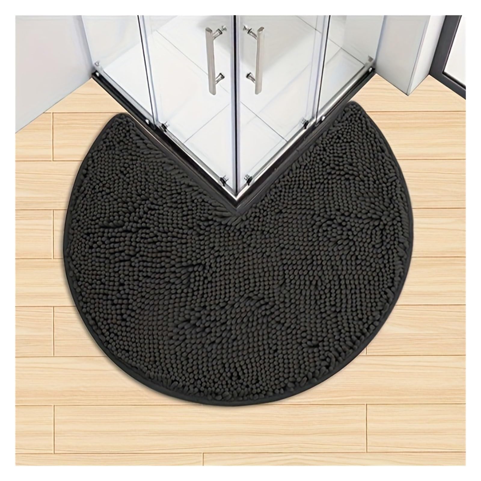 Lujosa alfombra de baño gruesa con esquinas redondas con rápida absorción de agua y lavable, color champán