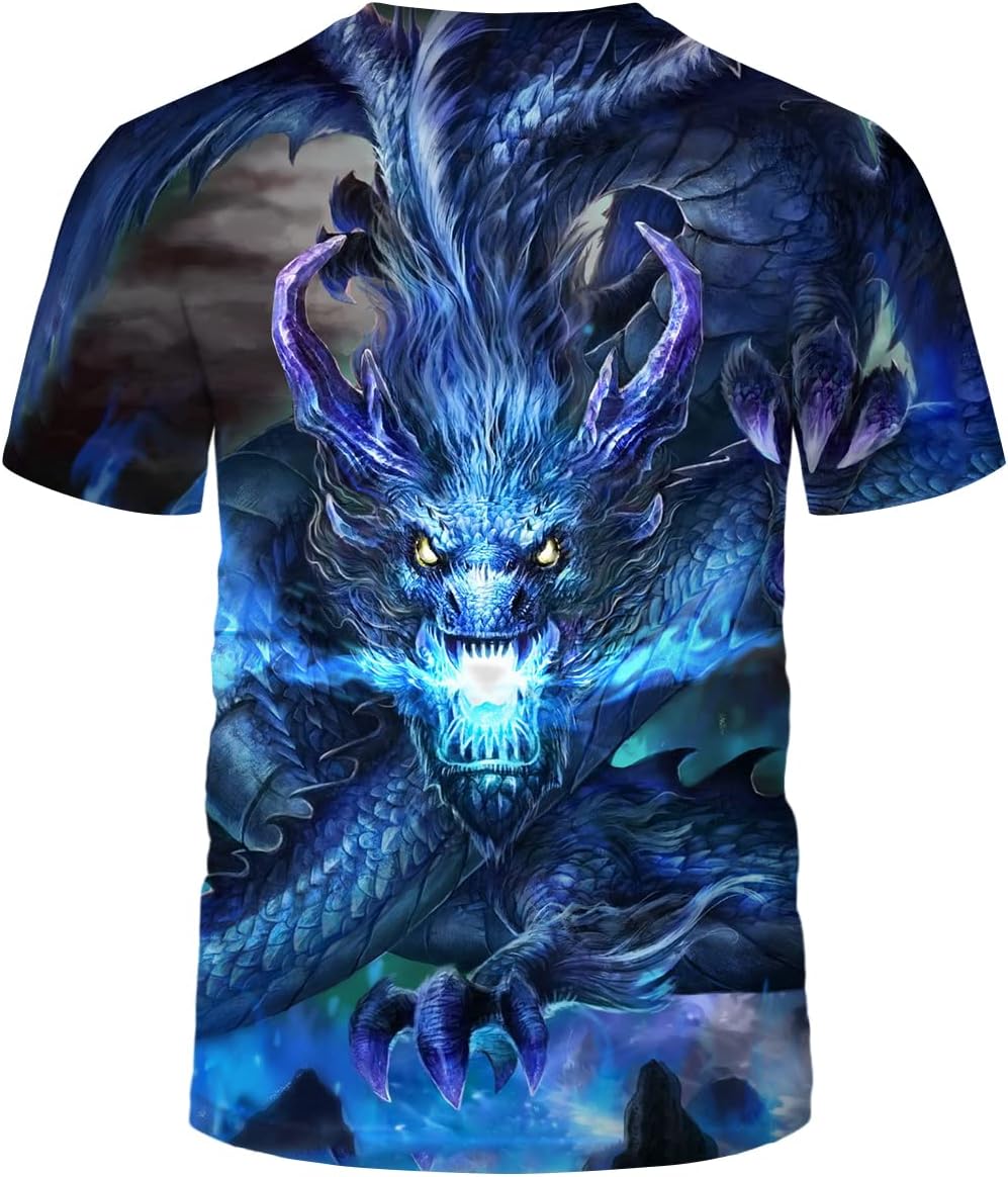 LAOLIUSN Men's Dragon T Shirt Summer Short Sleeve Togo Ubuy