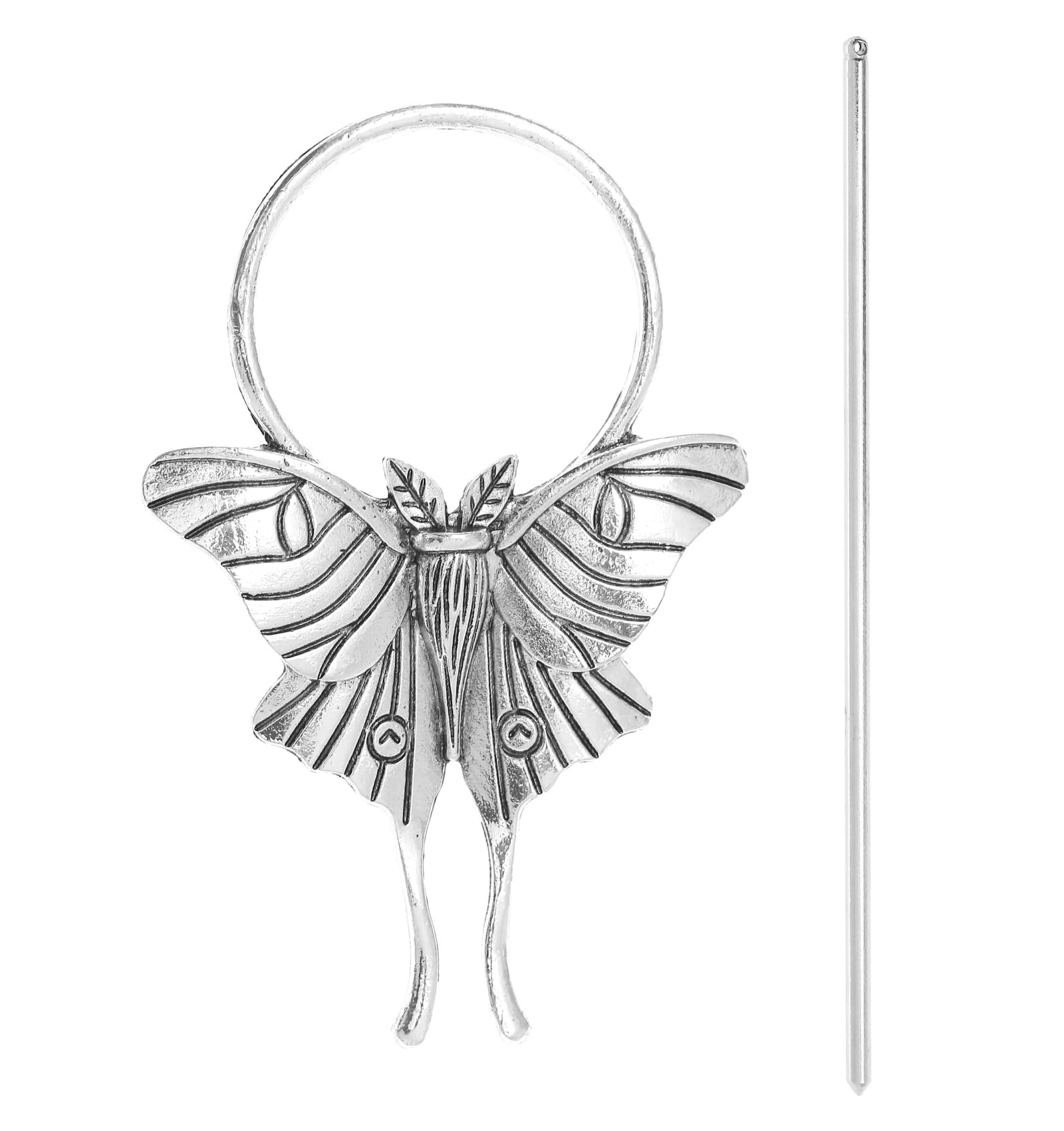 05AS Luna Moth Hair Styling Pins Black Wicca Witch Hair Slide Renaissance Festival Hair Acceossories for Women Hair Stick Hair Clips