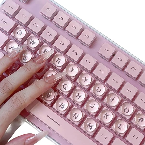 ネイル キーボード 64個 長い爪用キーボード隆起ステッカー 透明度が高い ネイルアートタイピング爪の保護器 隆起したキーボードステッカー キーボード ネイル 打ちやすいノートパソコン・デスクトップ用 文字を拡大する 爪の長い女性のための実用ツール (丸型) - 1