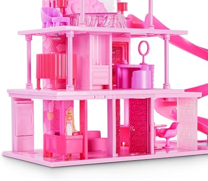 Barbie The Movie Mini DreamhouseTM Playset, Pink, Multi-Level Dollhouse with Pool, Slide, and Accessories