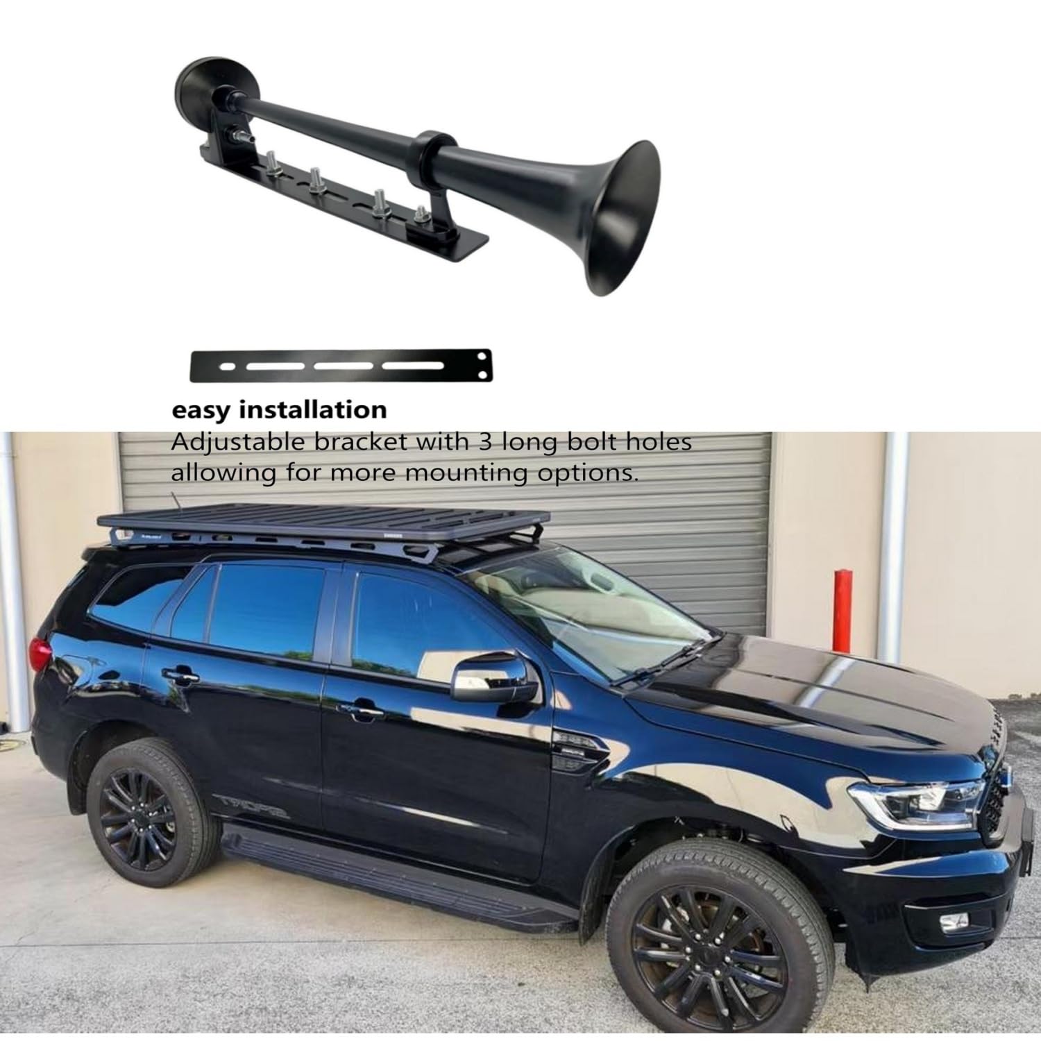 Alarma de bocina de coche, bocina de sirena, trompeta, color negro, diseño innovador y accesorios ajustables, 150 db, bocina de zinc cromado, bocina de aire con bomba de aire, altavoz fuerte