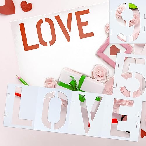 Miniatura 9 de Plantillas de letras de 12 pulgadas, plantillas de arte del alfabeto, kit de plantillas entrelazadas, plantillas de letras de plástico de gran