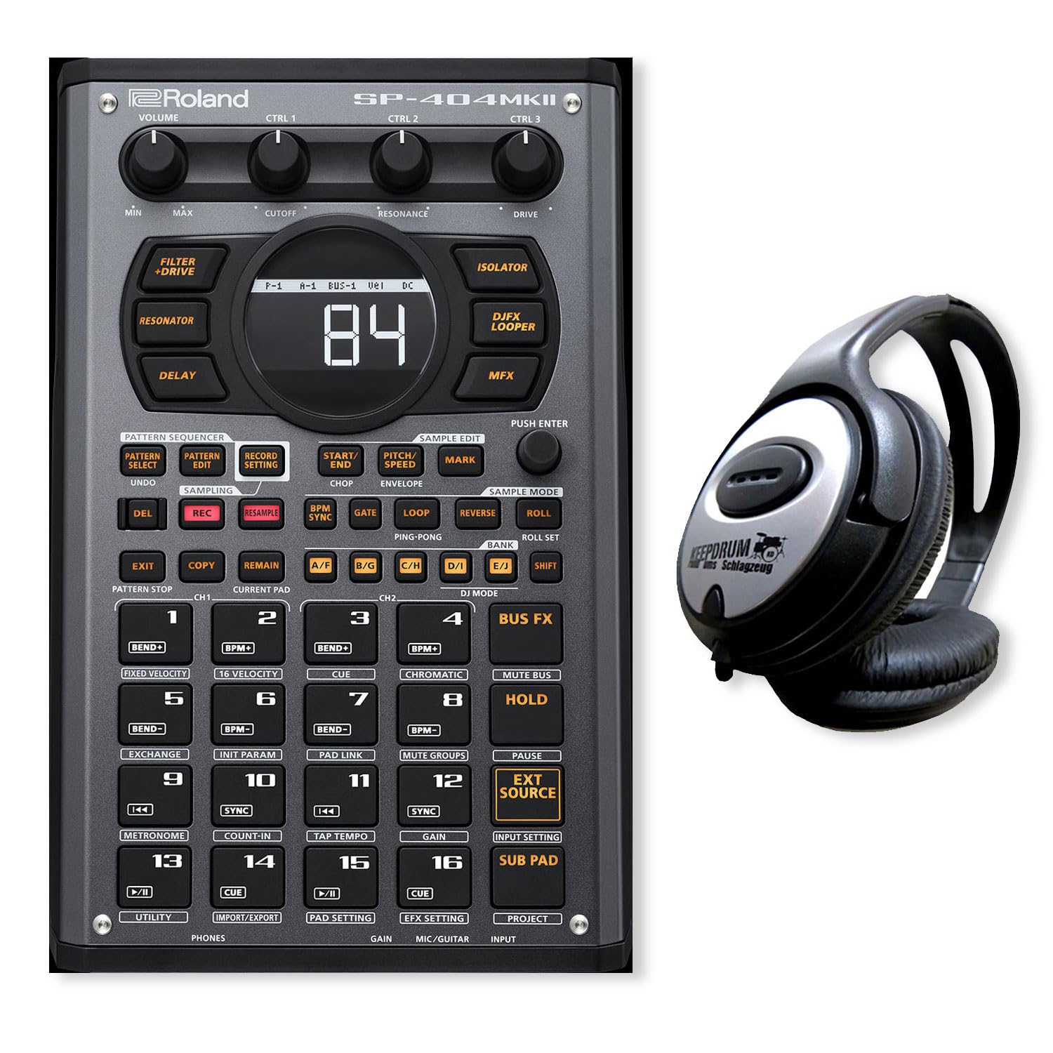 Roland SP-404 MKII Sampler mobiler Sequencer mit keepdrum Kopfhörer