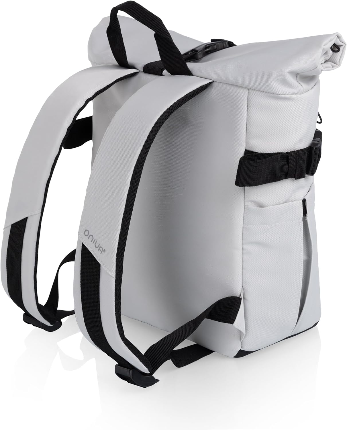 Picnic TIME Tarana Roll-Top Insulated Backpack, Modern Backpack Cooler with 32-Can Capacity, Fully Insulated Outdoor Bag with Water Resistant Interior, Pockets, Straps, (Halo Gray)