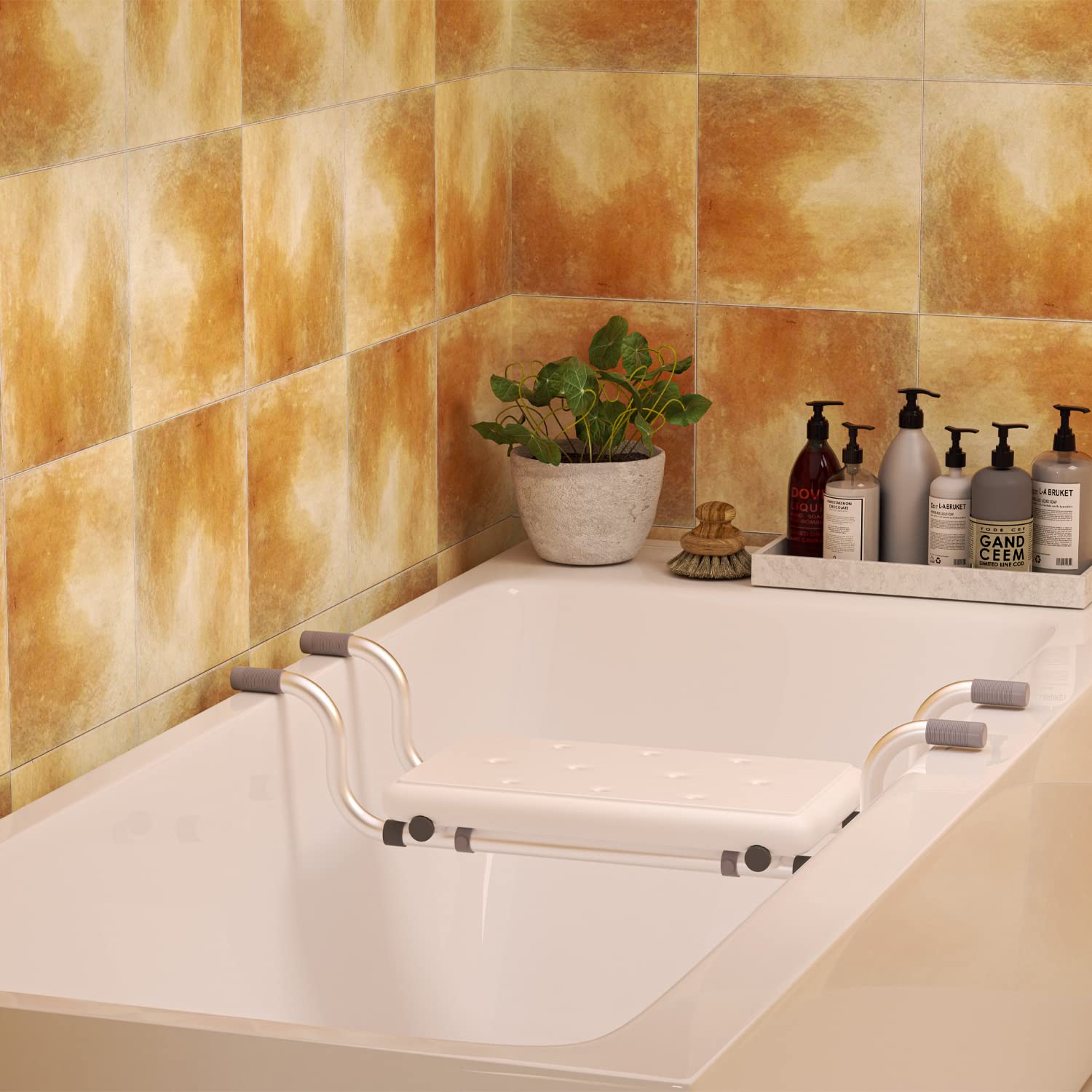 Sonnewelt Sedile per vasca da bagno, 72 x 22,5 x 19 cm, portata 136 kg, per vasca da bagno, generico, adatto per il bagno di casa