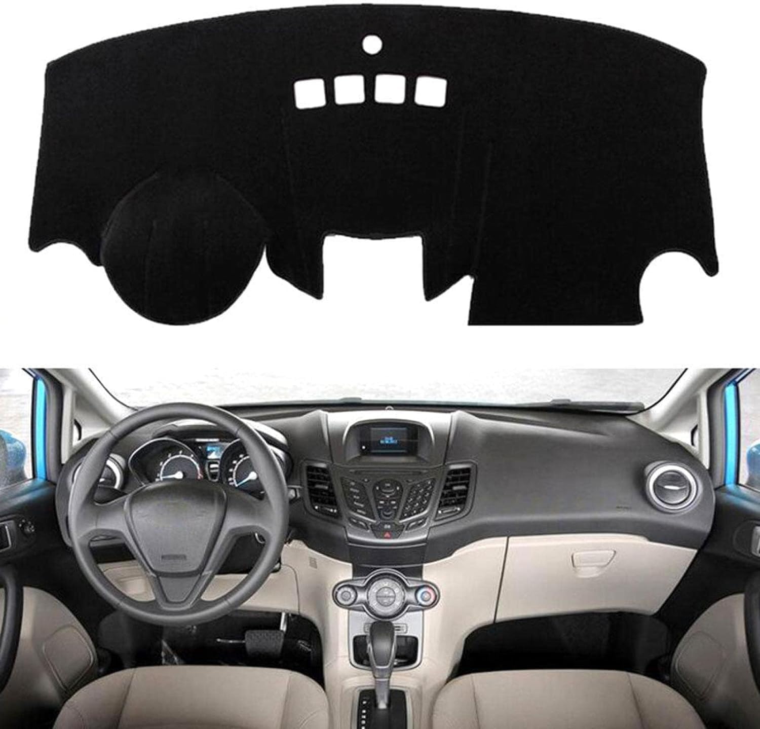 ZhangXD Car Dashboard Cover for Ford Fiesta MK7 2009 2010 2011 2012 2013-2018, Non-Slip Dash Board Sun Shield Protector Anti-Glare Anti Dust Interior Accessories