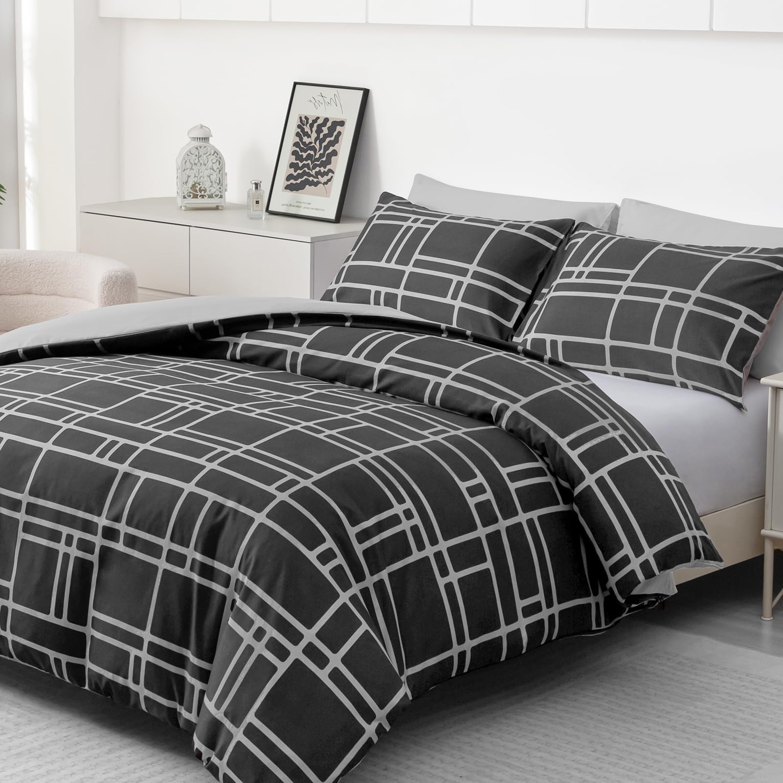 Pamposh King Size Duvet Cover Sets - Premium Brushed Microfiber Reversible Kingsize Duvet Cover Sets - Hypoallergenic Bedding Sets 3 Pcs - Ultrasoft Quilt Cover Set with Zipper Closure