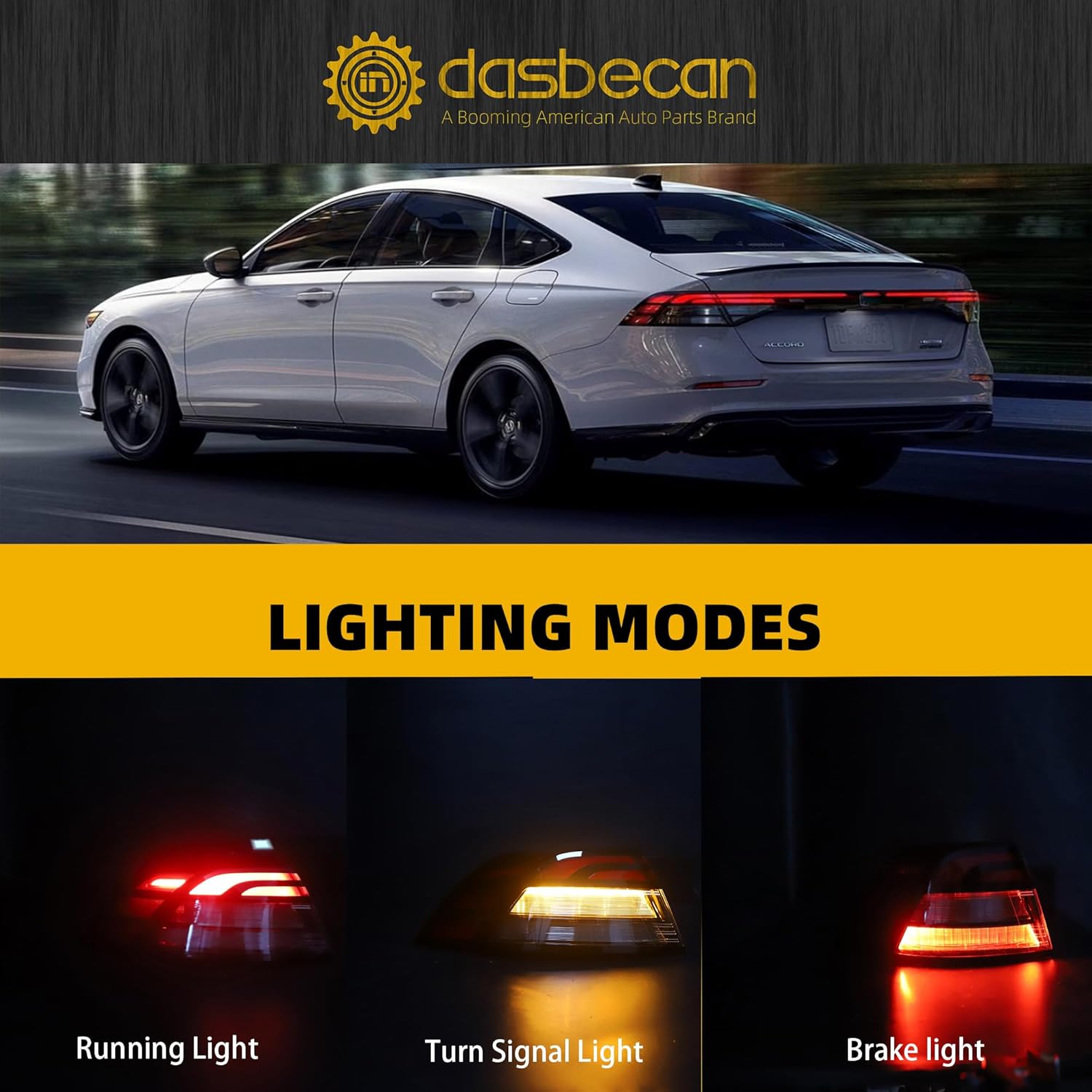Dasbecan Tail Light Assembly LED Compatible With 2023 2024 2025 2026 Honda Accord Taillight Rear Lamp Left Driver Side 33550-30A-A01