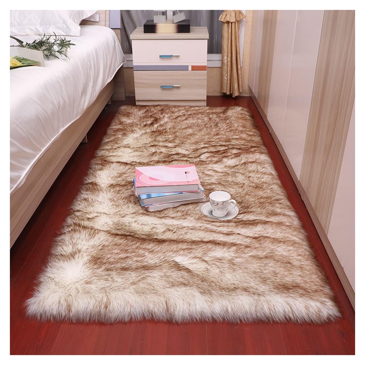 Tapis en fausse fourrure douce pour chambre d'enfant et espace de jeu fluffy