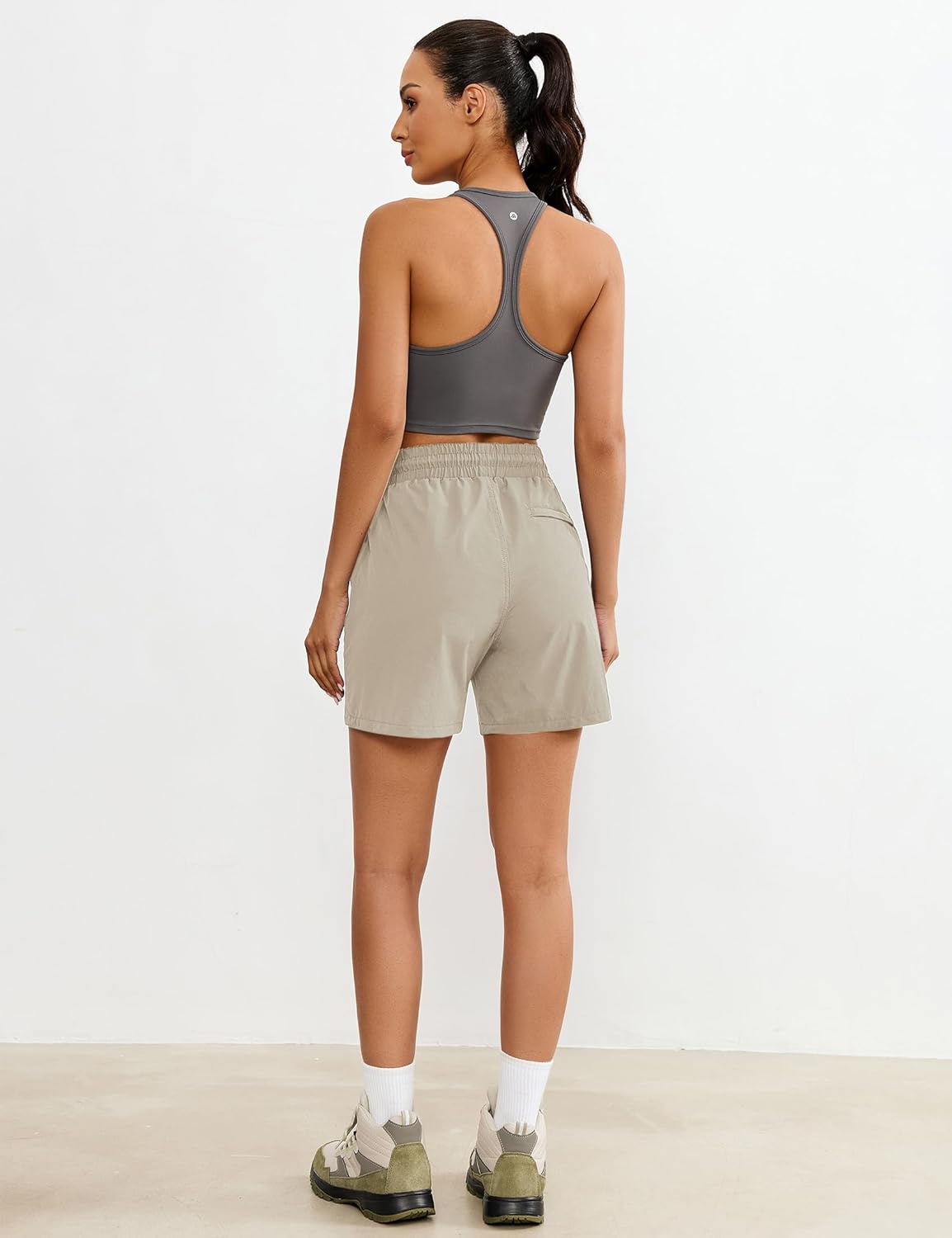 luvamia Hiking Shorts for Women Cargo Lightweight Pull On Elastic Waist Summer Shorts Athletic Golf with Zipper Pockets