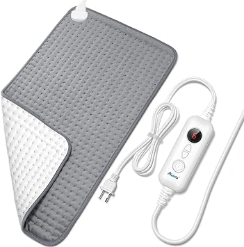 Aukfa Electric Heating Pad for Back Pain Relief, -Large Heating Pads for Cramps, 6 Heat Settings, Auto Shut Off, Ultra Soft Heat Pad with Moist & Dry Heat Therapy Options, 17 x 33 Inch, Gray