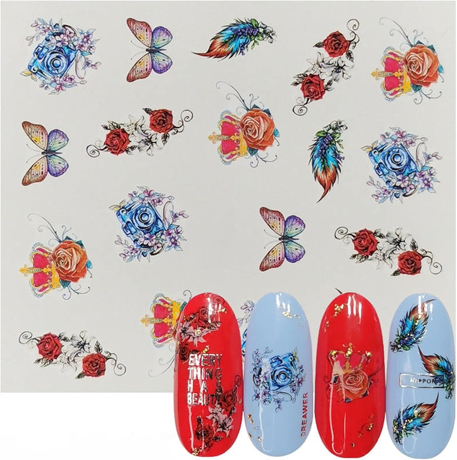Nail Sticker, 6 Sheet Lavender Bouquet Design Water Transfer Nail Art Sticker Nails Slider Decal Decor Charm Manicure Tools (Color : 6 Sheet/Set) : Beauty & Personal Care