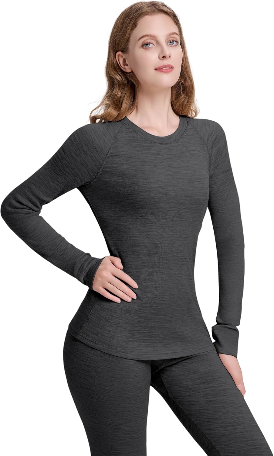 Women's 100% Merino Wool Base Layer Tops Lightweight Long Sleeve Active Base Layer