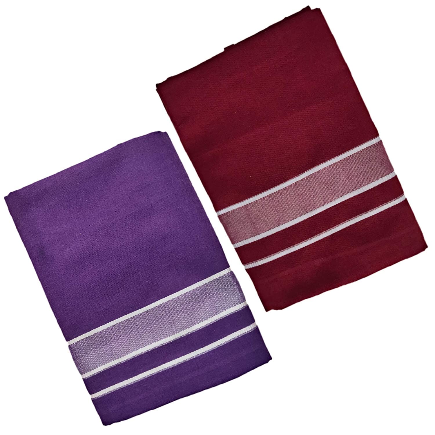 RAGINI VMen's Kerala cotton lungi pack of 2 (Violet, Maroon)