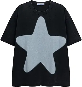 Aelfric Eden Oversized Star Graphic Tees Men Vintage Washed Heavyweight Cotton Trendy Streetwear T Shirts Unisex