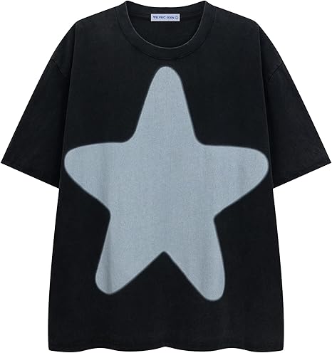Aelfric Eden Oversized Star Graphic Tees Men Vintage Washed Heavyweight Cotton Trendy Streetwear T Shirts Unisex