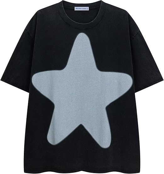 Aelfric Eden Oversized Star Graphic Tees Men Vintage Washed Heavyweight Cotton Trendy Streetwear T Shirts Unisex