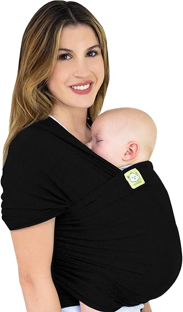 KeaBabies Baby Wrap Carrier - All in 1 Original Breathable Baby Sling, Lightweight,Hands Free Baby Carrier Sling, Baby Carrier Wrap, Baby Carriers for Newborn,Infant, Baby Wraps Carrier (Trendy Black)