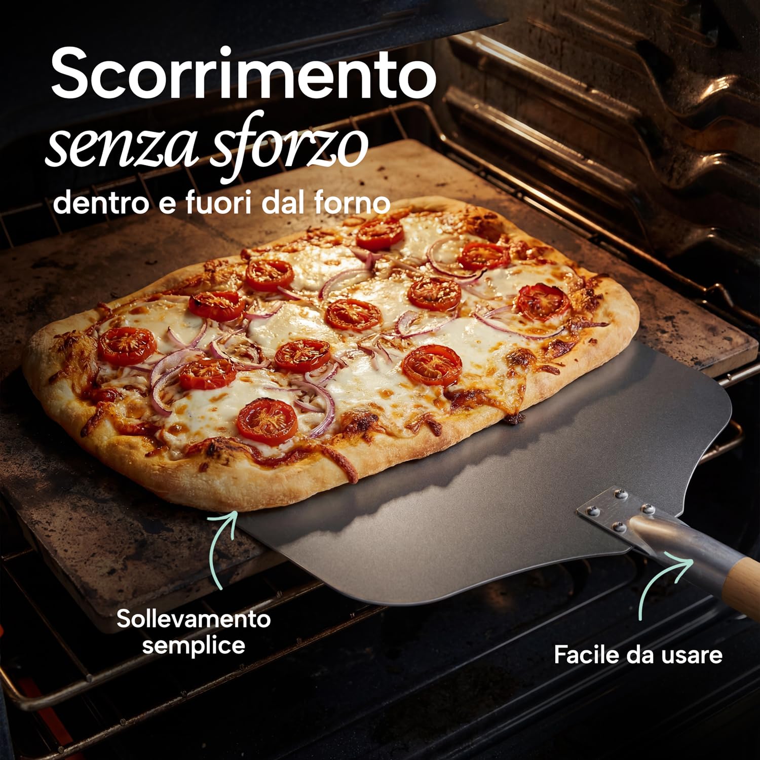 Blumtal Pala per Pizza Professionale - Pala Pizza - Paletta per Pizza - con Ampia Superficie in Alluminio 30,5cm x 30,5cm - Manico Rimovibile in legno lungo 85cm