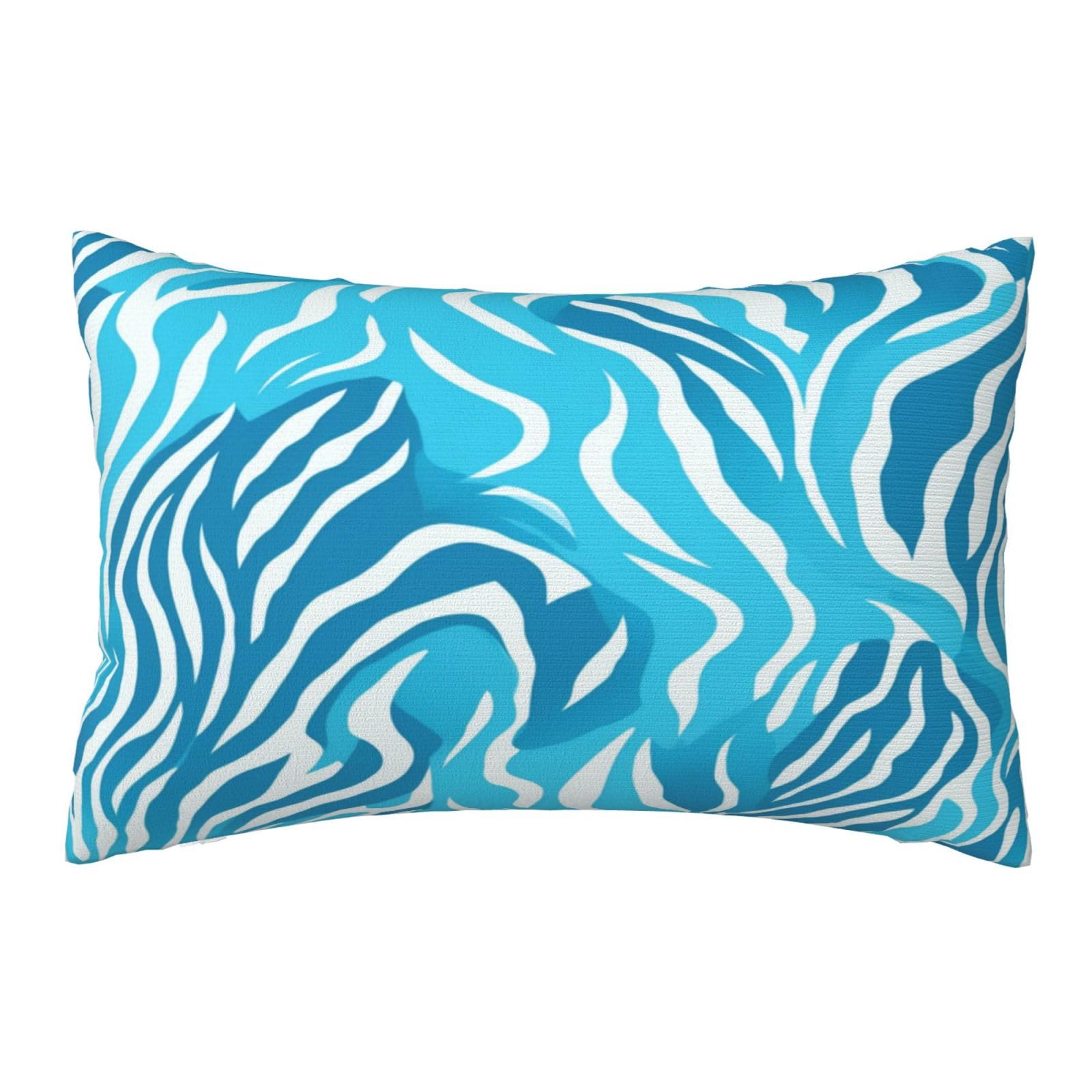 Federe Cuscini Divano Esterno Impermeabile Copricuscini 60x90cm 2 Pezzi, Blu Cuscini Decorativi Federa per Cuscino Strisce, Rettangolare Copricuscino per Esterni Impermeabile Balcone Giardino,O546