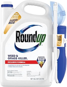 Roundup Weed & Grass Killer4 with Sure Shot Wand, Use in and Around Flower Beds, Trees, and Driveways, 1 gal.