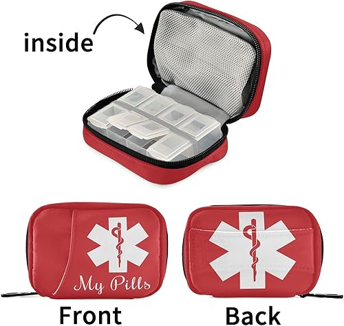 Miniatura 7 de Organizador de píldoras, pastillero médico para 7 días, bolsa organizadora de píldoras de viaje con cremallera, funda semanal portátil, tamaño