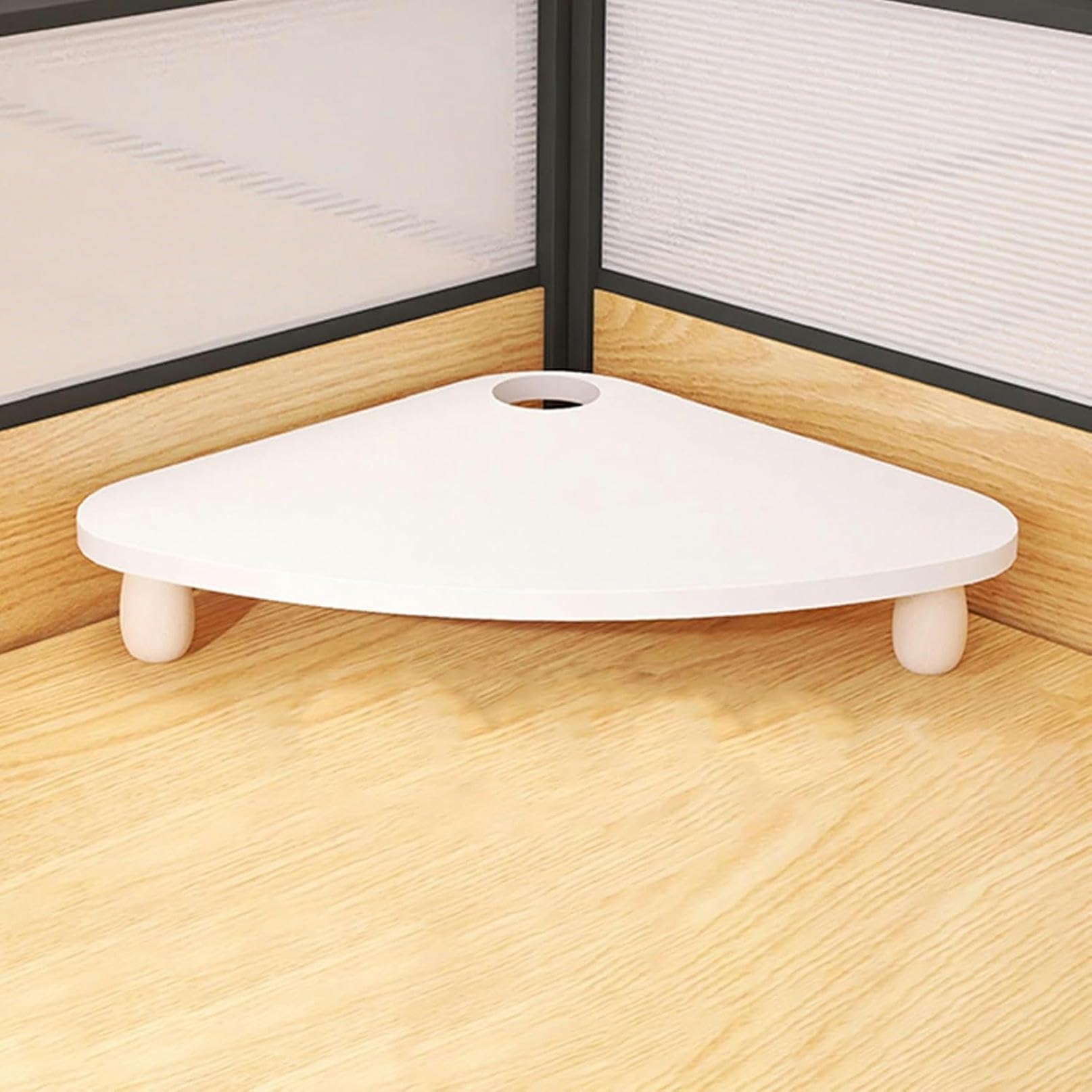 CGJseFH computer stand, Corner Monitor Stand Triangular Riser with Wiring Hole, Home Office Computer , Space Saving Organizer Contraptions, Brown,White(White)