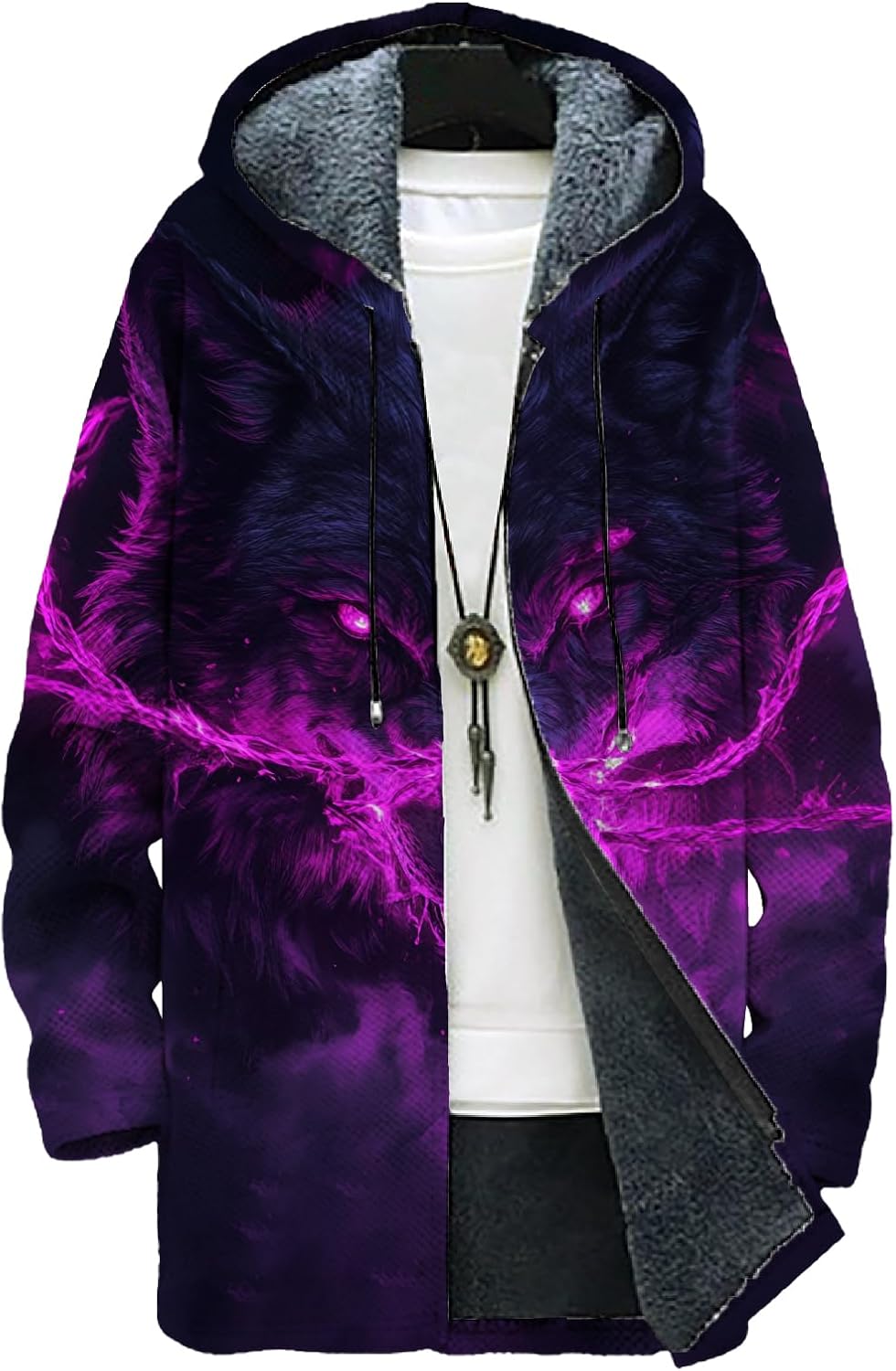 Mens Long Hooded Cardigan Zip Up Hoodie Japanese Art Long Sleeve Casual Graphic Outfits