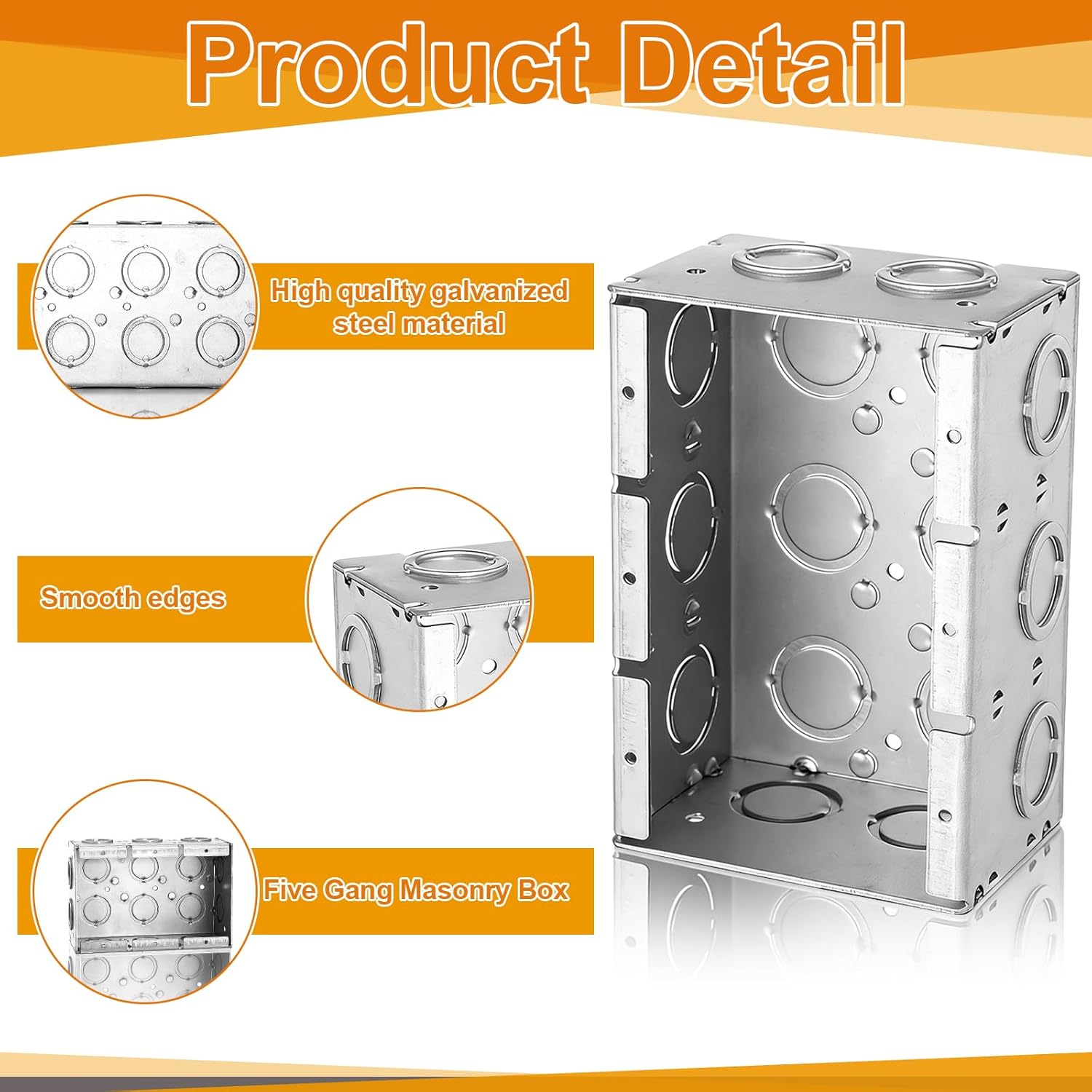 Frienda 4 Pack 3 Gang Metal Electrical Box 2-1/2 Inch Deep Masonry Multi Device Switch Electrical Junction Box Galvanized Steel Metal for Multiple Wiring Configurations