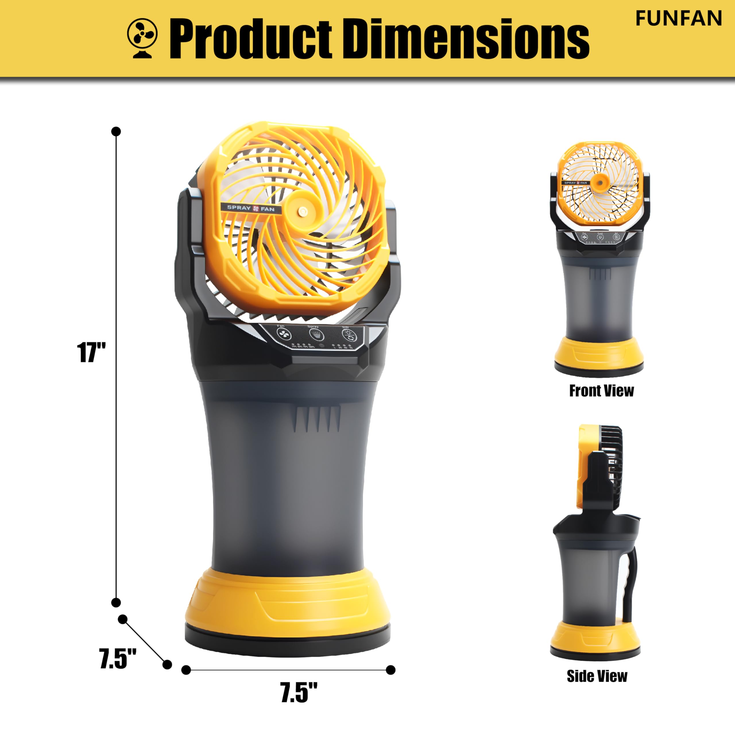 Ventilateur brumisateur portable 30 000 mAh rechargeable avec télécommande, 4 vitesses de vent, refroidissement par eau au sol