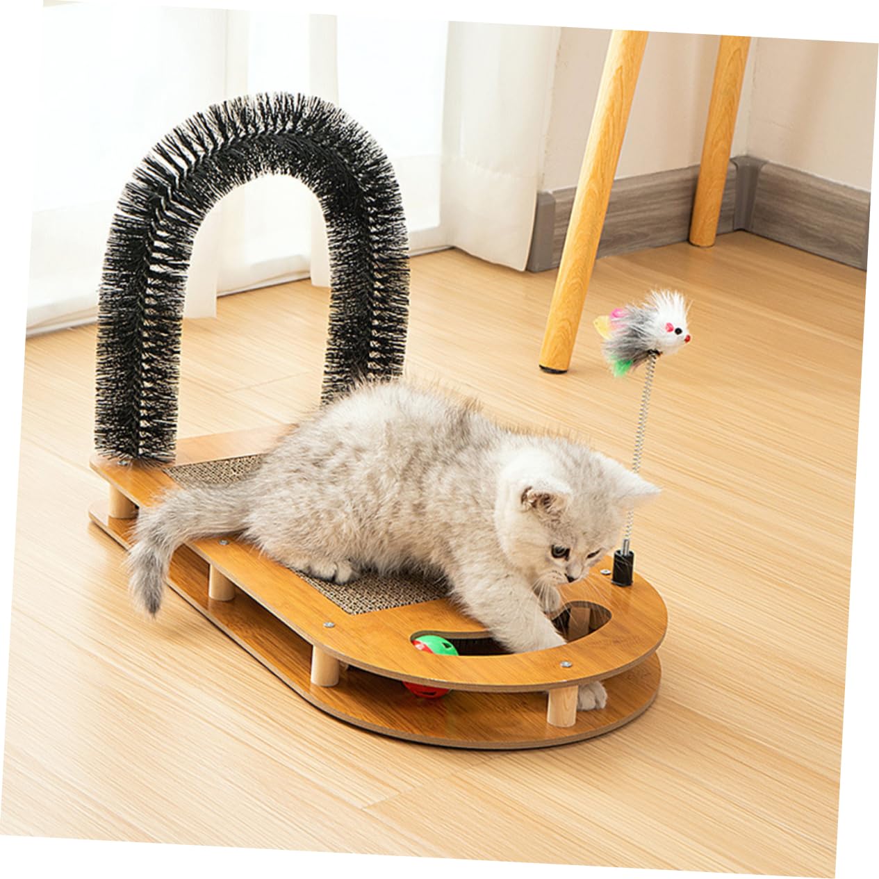DOITOOL Griffoir pour Chats avec Tapis De Rechange Jouet Interactif Et Circuit à Balles pour Chatons Accessoires Pratiques pour Chat