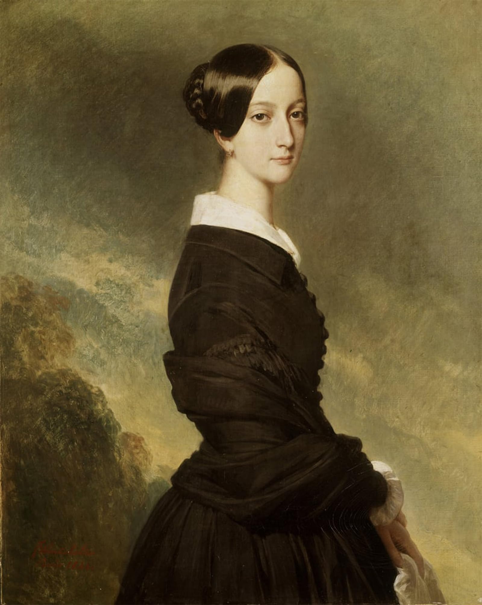 POSTERIIk Famous Modern Artwork Art Mural Portrait of Francoise Caroline De Bourbon Bragance by Xaver Winterhalter Oil Paintings Pictures for Home Decor 60x90cm