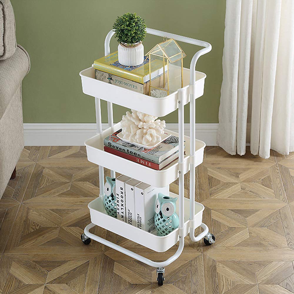 LANTUS Carro de almacenamiento móvil, Mueble de 4 niveles, carrito de almacenamiento delgado con ruedas y vaso colgante, estante de almacenamiento, adecuado para cocina, cuarto de baño, oficina