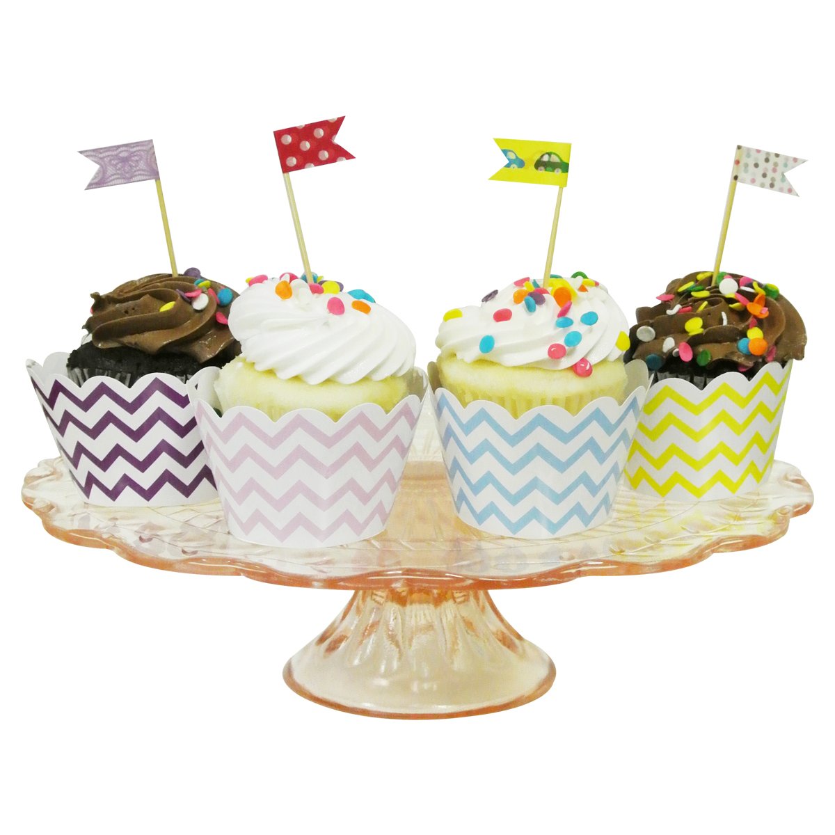 Wrapables Cupcake-Förmchen, Standard, Chevron, Violett, 60 Stück