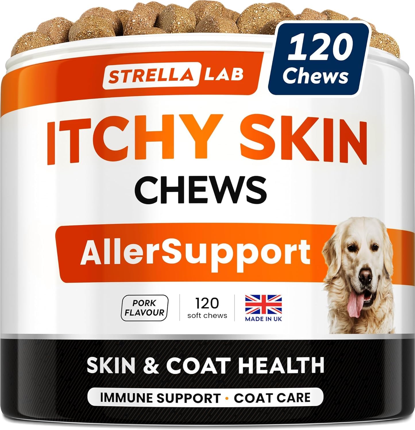 Itch & Allergy Support Chews for Dogs w/Omega 3 Fish Oil -Immune Supplement