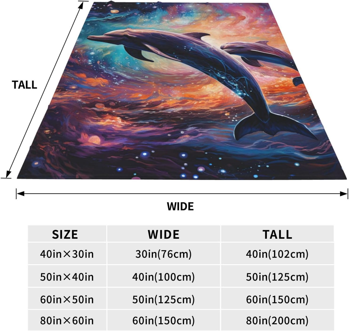 Dolphin Throw Blanket Cute Dolphin Blue Ocean Animal Themed Blanket for Kids Boys Girls Adult Room Decor Flannel Plush Ocean Dolphin Blankets Sofa Couch Living Room Bed Camping Travel 60"x50" - Image 2