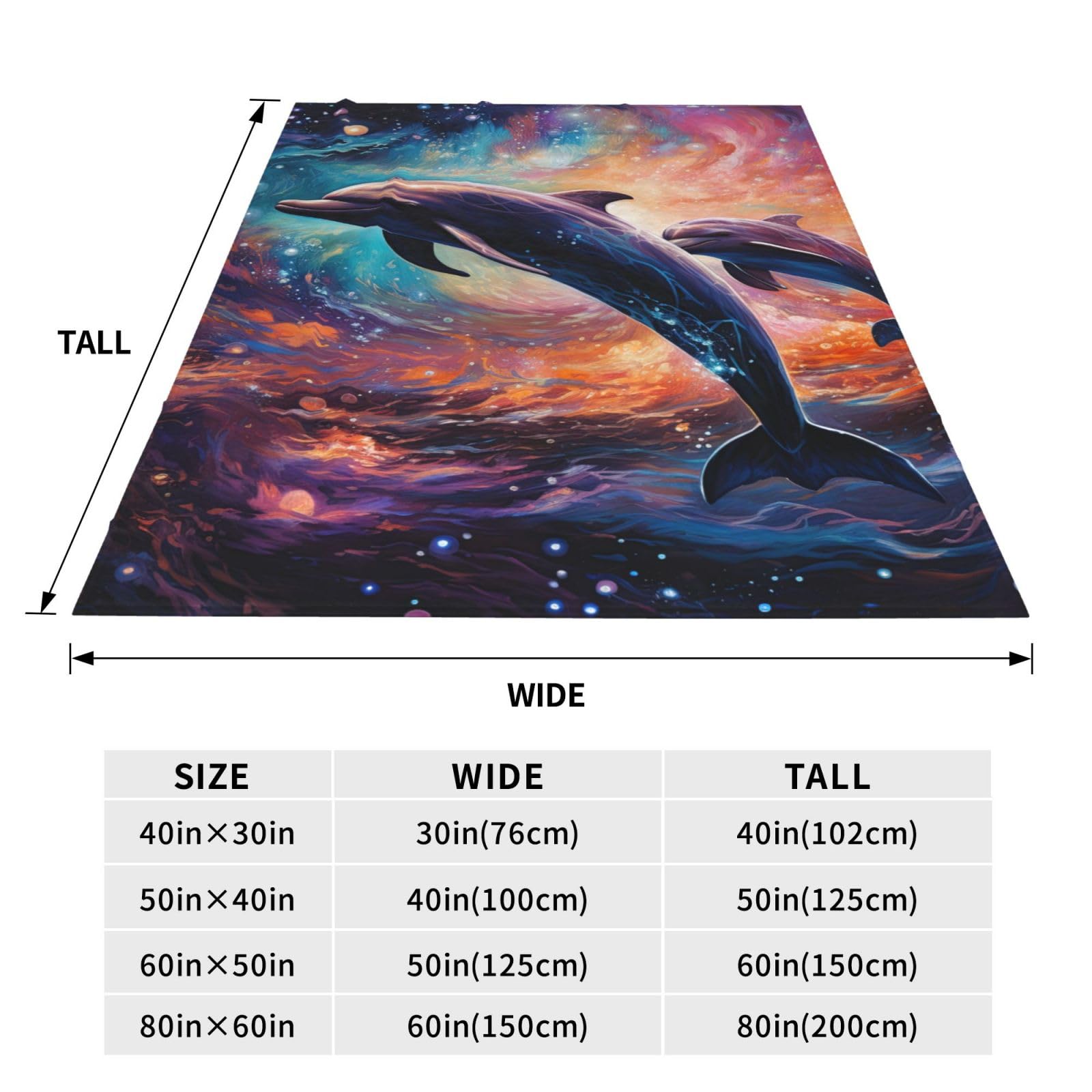 COEQINE Flanell-Überwurfdecke Mit Delfin-Druck, Weich & Warm, In Verschiedenen Größen (XS-3XL)