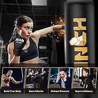 Vista 7 de Bolsa de boxeo pesada con soporte para adultos y adolescentes, bolsa de boxeo inflable independiente con guantes, set de kickboxing y boxeo