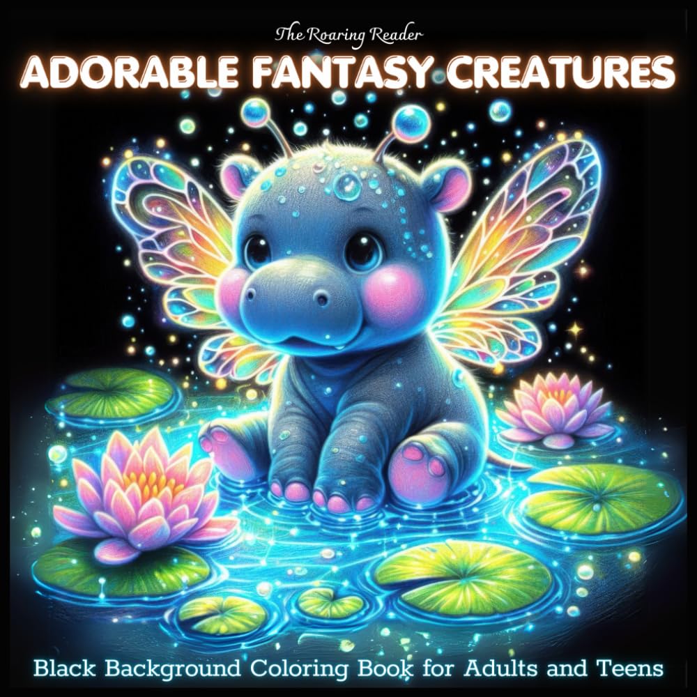 Adorable Fantasy Creatures Black Background Coloring Book for Adults and Teens: Whimsical Coloring Pages Featuring 50+ Unique Cute and Magical Fantasy ... (Magical Creatures and Fantasy Adventures)